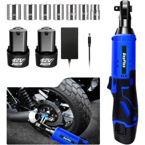 Skralden�gle Kit Batteridrevet 12V - 3/8'' / 0-300 omdr./min  - Inkl. 2x Lithiumbatterier & tilbeh�r