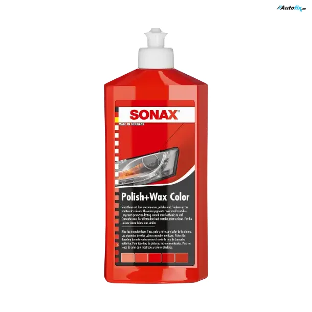 Voks med farve - Sonax Polish &amp; Wax Color Red - Rd 500 ml