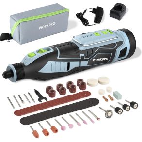 Multisliber Kit Genopladelig 12V 1200W - WORKPRO Med 114 dele & Li-Ion Batteri