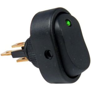Kontakt On/Off Oval - 12V Maks. 30 Amp - Gr�n Diode