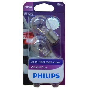 Pre 12V  2 stk - Philips Visionplus 60% - P21/5W / BAY15d