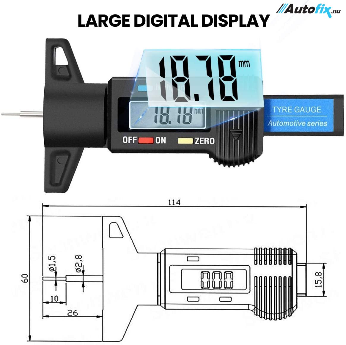 Digital Display - Måleområde 0-25.4 mm - Hjul-Skift - Autofix.nu