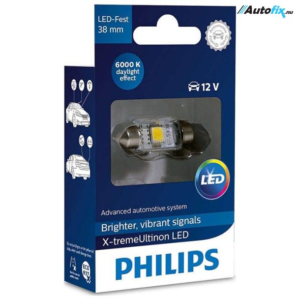 Philips - LED Pinol Pærer C5W - 6000K 12V (1 stk)