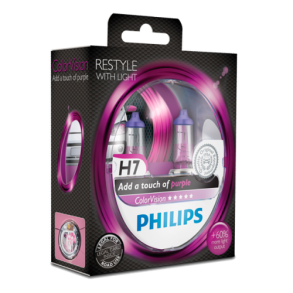 H7 P�re Lilla 55W - Philips ColorVision Purple - 2 stk