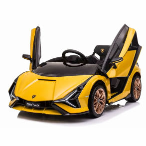 Elbil til b�rn - Lamborghini Si�n Gul- Med fjernbetjening, lys, display & 4x4