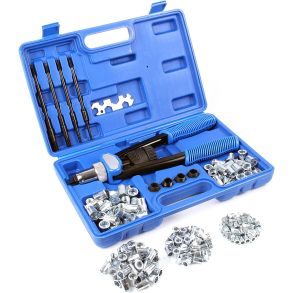 Gevindnitte Tang Kit 328 mm - Inkl. 5 Mundstykker & 150 Nittemtrikker - Med Skridsikre Hndtag