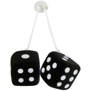 Terninger til forruden sort - Lucky Vegas Fuzzy-dices - 7x7 cm