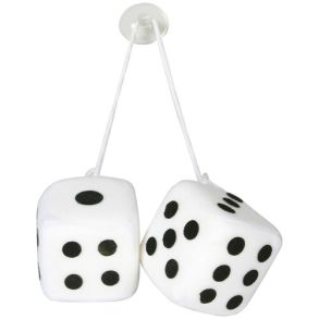 Terninger til forruden hvid - Lucky Vegas Fuzzy-dices - 7x7 cm