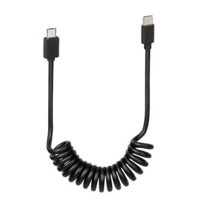 Ladekabel spiral sort - Micro USB Til USB-C - L�ngde 25-100 cm