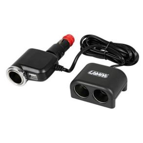  Str�mudtag 4-i-1 - 12V/24V DUO M/ USB - 2 Meter kabel
