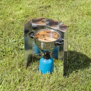 Vindskrm til gasblus 5-fag - Foldbar Aluminium - Universal 49x26 cm