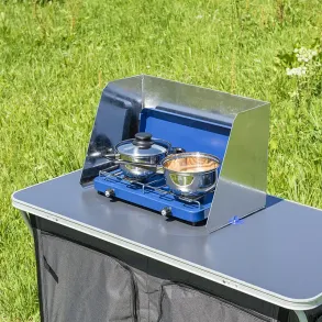 Vindskrm til gasblus 3-fag - Foldbar Stl skrm med sugekop montering - Universal 37/70x32x28 cm