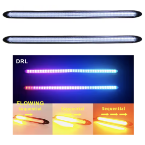 K�relyslygte s�t LED 12V - Selvkl�bende universal dynamisk blinklys rgb til gul - L. 15,5 cm / 2 Stk