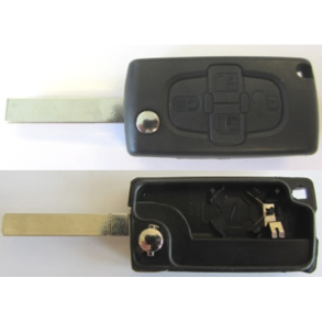 Key Case - Peugeot - 4 Button Remote Case - With Battery Holder