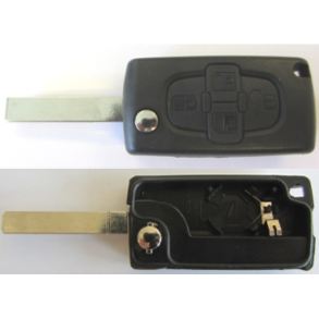 Nglehus - Peugeot - 4 Knaps Fjernbetjeningshus - M. batteriholder