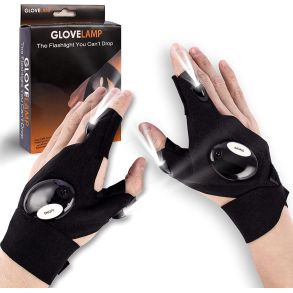 Led Arbejdshandsker Sort - Gismo 2x Leds - Universal Strrelse