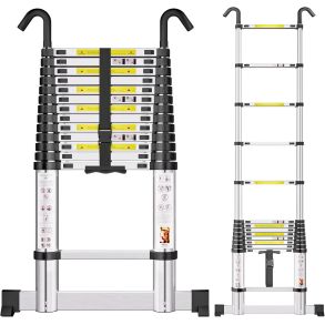 Teleskopstige 4,1 meter / 15 trin - Kvalitets Aluminium - Foldbar (0,91 meter)