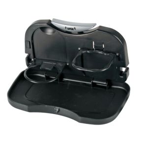 Dobbelt Kopholder & Snack bord til Nakkesttte - Universal Sort - L.25x B.15,5 x H.13cm