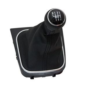 Gearknop & Gearmanchet 6-gear - Sort PU Lder - Til diverse VW modeller