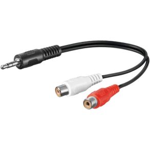 AUX Kabel - MINI Jack (Han) 3,5 mm med 2x RCA-Stik (HUN) - L. 20 cm.