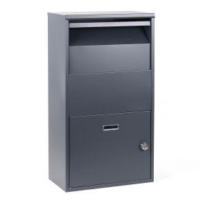 Postkasse/pakkeboks antracitgr - Galvaniseret stl - 410x220x750 mm (med kombinationsls)