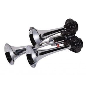 Trucker- & Marine Horn 12V-24V - Krom Tragte 3-Tonet - (130DB)