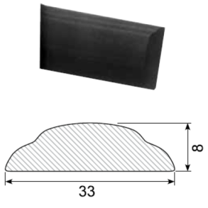 Pynteliste Sort Selvklbende - SICO TRIM - L. 1 Meter x B. 33 mm H. 8 mm