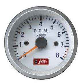 Omdrejningstller - Auto Gauge - Hvid 52 mm.