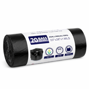 Toiletposer til campingtoiletter 20 stk. (1 rulle) - Biologisk nedbrydelig 30L - Sort