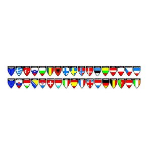 Flagguirlande til forrude - Dobbeltsidet Vimpel 2x17 Flag (total 34) - Sugekop montering