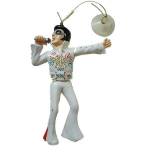 Elvis Presley Figur Hvid - Universal Bakspejl Vedhng - Hjde 18 cm