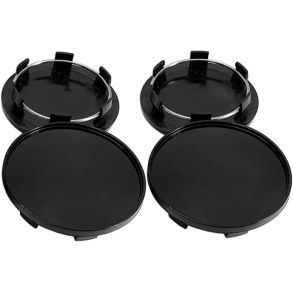 Centerkapsler til Aluflge - Sort ABS Plast Med Kant - Dia. 56/69 mm - 4 stk