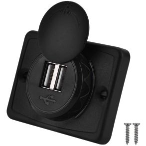 USB-udtag 2x 12V-24V Universal - Med Drejbar Beskyttelseslg - Kabellngde 12 cm 