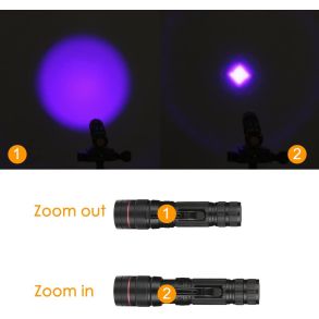UV lygte LED - Batteridrevet 395 nm - 3x lysfunktioner