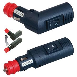 Hanstik 12V-24V - Vinklet Med Afbryder & 8A Sikring 