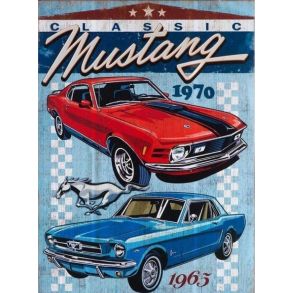 Retro Metalskilt - Mustang- Str. 20x30 cm