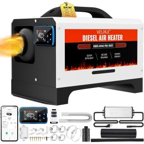 Varmekanon diesel 8 KW med display 12V/24V/230V - Med APP-Styring & 5 liter tank 