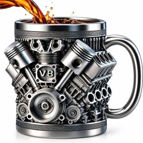 Mug with V8 Engine Design in Stainless steel / 300 ml.