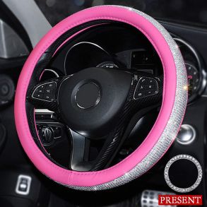 Ratovertrk PU Lder & Diamanter - 37-38 cm - Pink M/ Hvide Diamanter