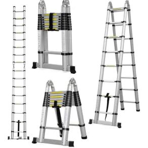 Teleskopstige 5 meter / 17 trin - EN131 certificeret - Aluminium Foldbar (0,86 meter)