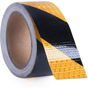 RefleksBnd - Sort & Gul Selvklbende - L. 1 meter X B. 50 mm