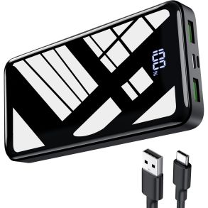 Powerbank 27000 mAh - 1x Micro-USB / 1x USB-A / 2x USB-C - Hurtig opladning & LED display