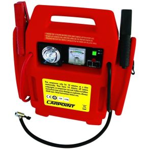 Jumpstarter Med Kompressor 12V / 17Ah - 400A Peak - Voltmeter & Arbejdslygte  