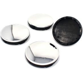 Centerkapsler til Aluflge - Krom & sort ABS Plast Med Kant - Dia. 51/56 - 4 stk