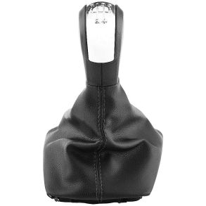 Gearknop & Gearmanchet Sort PU Lder - Skoda Octavia rg. 2004-2012 - 5 Gear