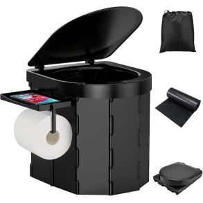 Campingtoilet foldbar med lg - Belastning 200 kg - Inkl. mobilholder, toiletrulleholder & poser