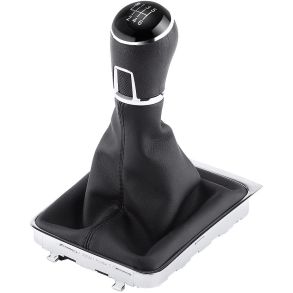 Gearknop 6-Gear & Gearmanchet Eksklusiv Sort PU Lder - VW Passat B6 & B7 rg. 2005-2015