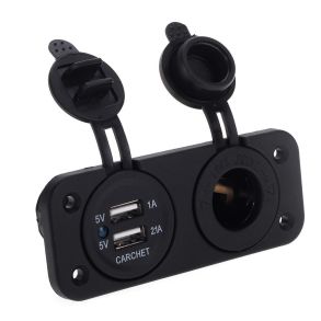 Strmudtag Panel Universal 12V-24V - 1x Strmudtag & 2x USB - Til Fastmontering 