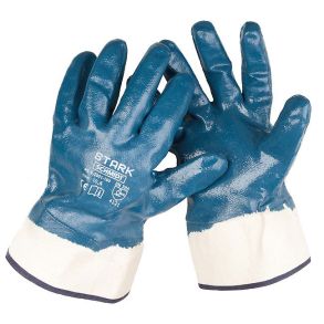 Arbejdshandsker NITRIL HALVDYP BL - M/ MANCHET GOD SLIDSTYRKE - Strrelse 9 & 11