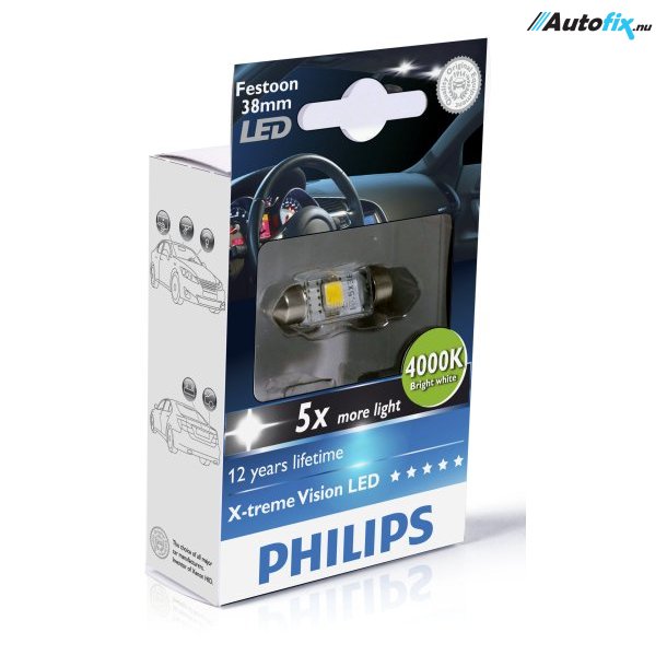 Philips - LED Pinol Pærer C5W - 4000K 12V (1 stk)